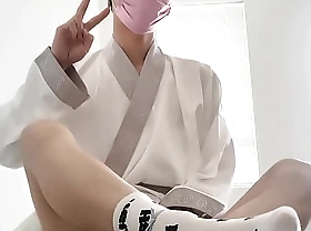 asian hanfu sissy femboy twink white socks anal and huge cumshot