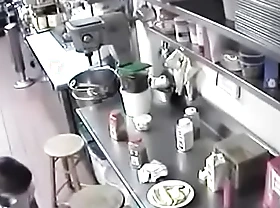 Waitress put hot dog before serve it