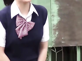 Naughty Japanese schoolgirls 18+ pissing in secret public place
