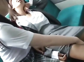 Asian Schoolgirl Seduces Bus above Public Bus